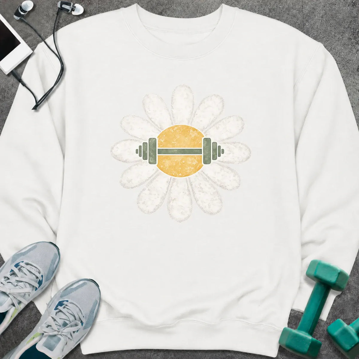 Sweatshirt White / S Daisy Barbell Sweatshirt