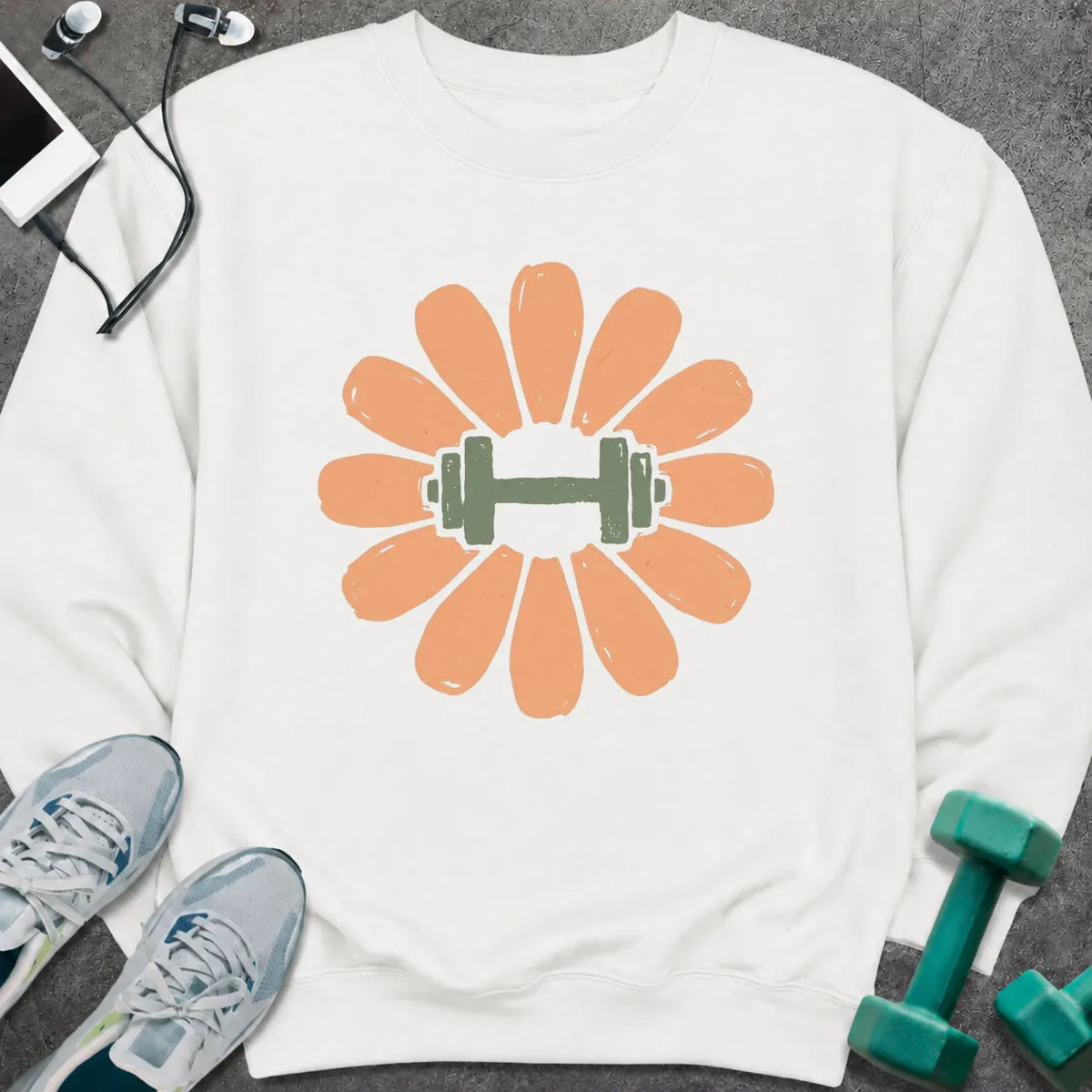 Sweatshirt White / S Dumbbell Flower Sweatshirt