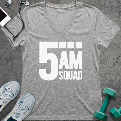 Athletic heather t-shirt printed with "5AM Squad"