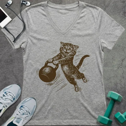 T-Shirt Athletic Heather / S Cat Swing V-Neck