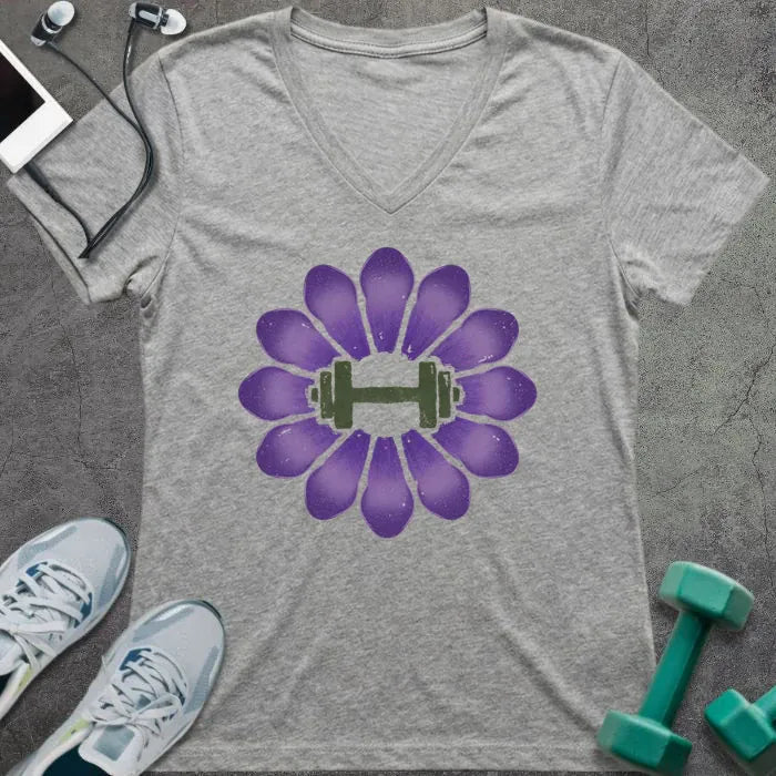 T-Shirt Athletic Heather / S Crocus Dumbbell V-Neck