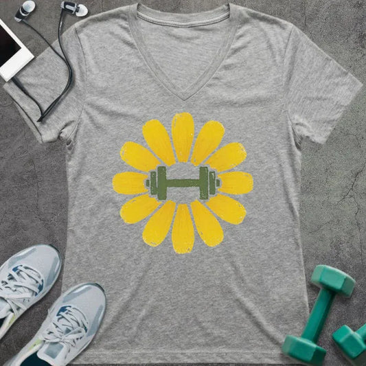 T-Shirt Athletic Heather / S Dandelion Dumbbell V-Neck
