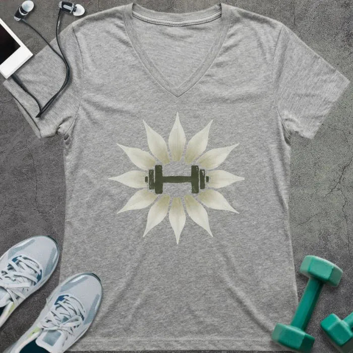T-Shirt Athletic Heather / S Lily Flower V-Neck