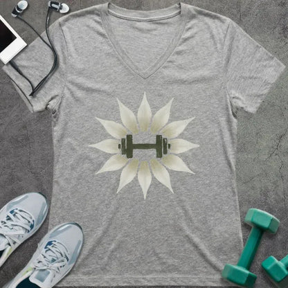 T-Shirt Athletic Heather / S Lily Flower V-Neck