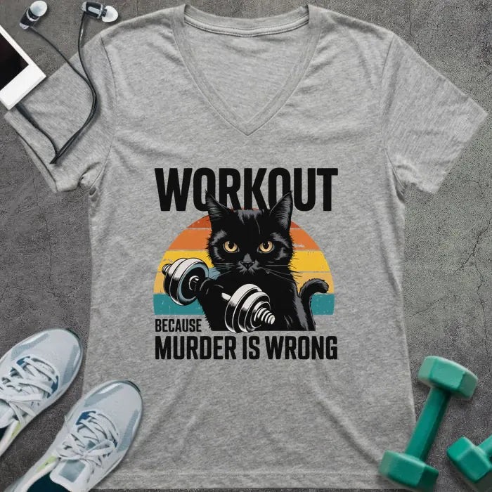 T-Shirt Athletic Heather / S Murder is Wrong V-Neck