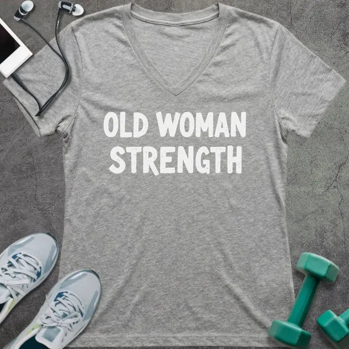T-Shirt Athletic Heather / S Old Woman Strength V-Neck
