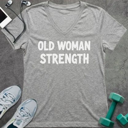T-Shirt Athletic Heather / S Old Woman Strength V-Neck