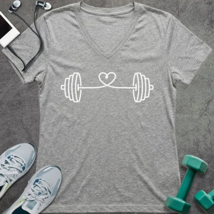 T-Shirt Athletic Heather / S String Heart V-Neck