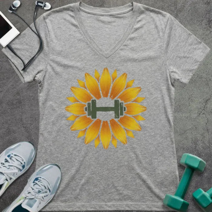 T-Shirt Athletic Heather / S Sunflower Dumbbell V-Neck