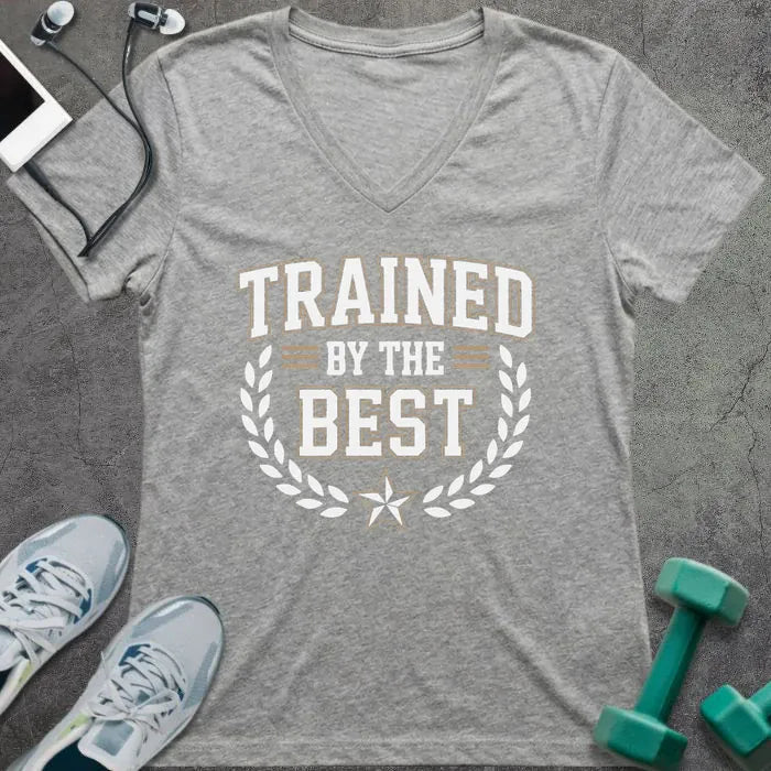 T-Shirt Athletic Heather / S Trained By The Best V-Neck
