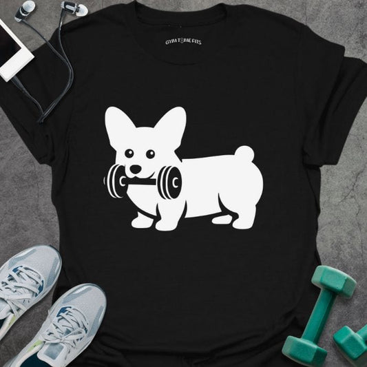 T-Shirt Black / S Corgi Dumbbell T-Shirt