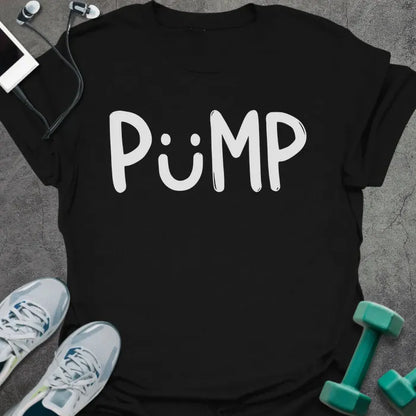 Black t-shirt printed with "Pup"