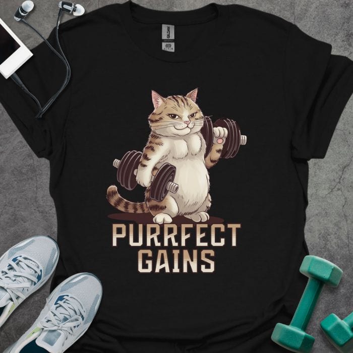 T-Shirt Black / S Purrfect Gains T-Shirt