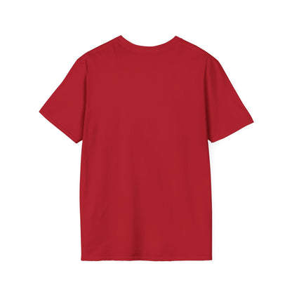 Back view of the cherry red t-shirt, plain with no print