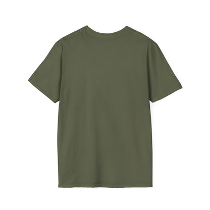 Back view of the military green t-shirt, plain with no print