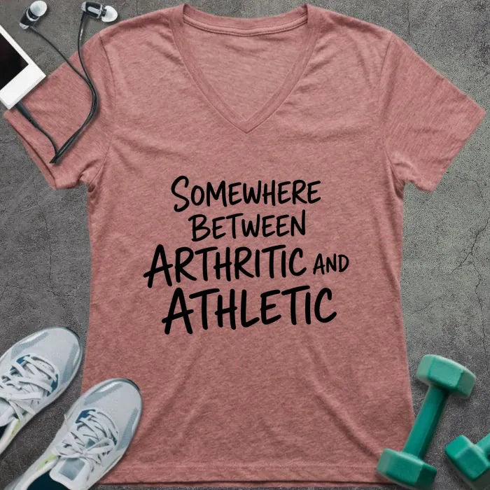 T-Shirt Heather Mauve / S Arthritic Athletic V-Neck