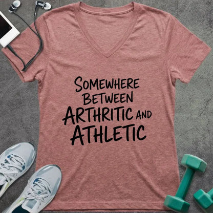 T-Shirt Heather Mauve / S Arthritic Athletic V-Neck