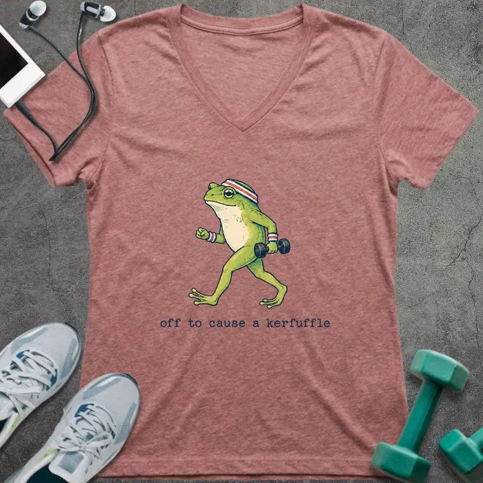 T-Shirt Heather Mauve / S Frog Kerfuffle V-Neck