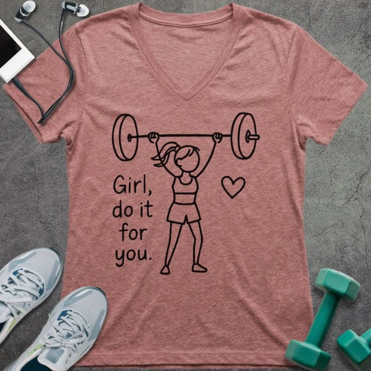 T-Shirt Heather Mauve / S Girl Do it V-Neck
