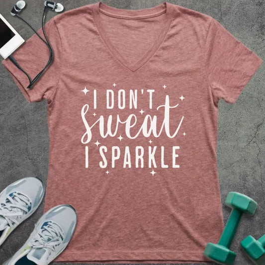 T-Shirt Heather Mauve / S I Don't Sweat V-Neck
