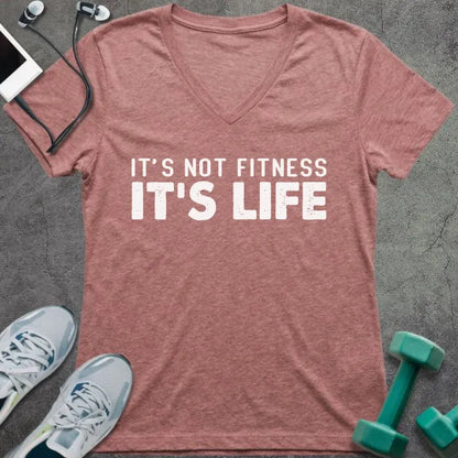 Heather mauve t-shirt printed with "It's Not Fitness It's Life"