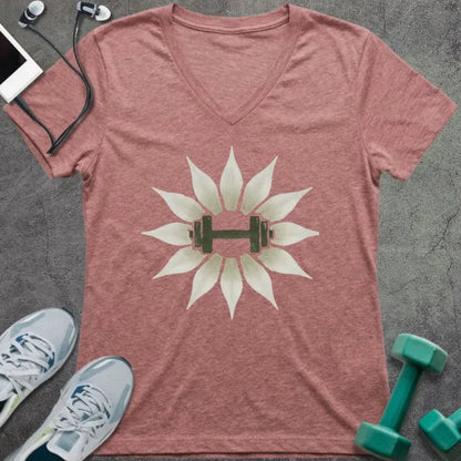 T-Shirt Heather Mauve / S Lily Flower V-Neck