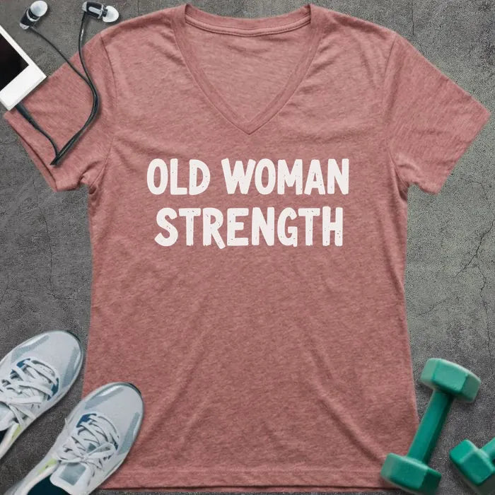 T-Shirt Heather Mauve / S Old Woman Strength V-Neck