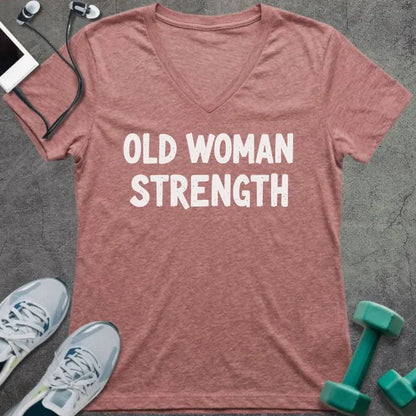 T-Shirt Heather Mauve / S Old Woman Strength V-Neck
