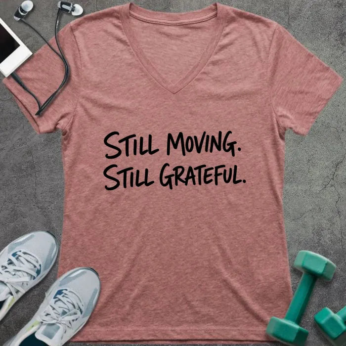 T-Shirt Heather Mauve / S Still Grateful V-Neck