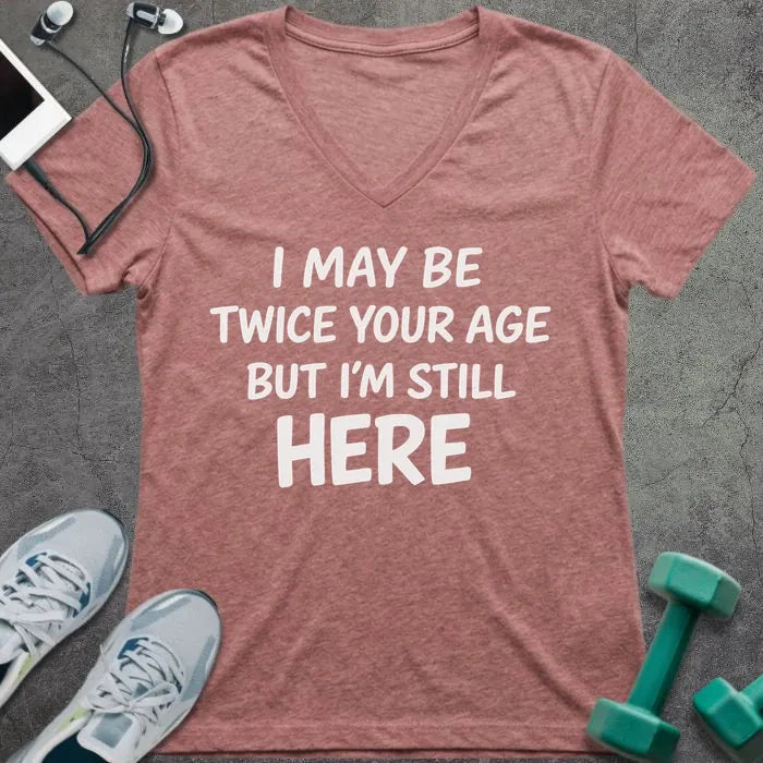 T-Shirt Heather Mauve / S Still Here V-Neck