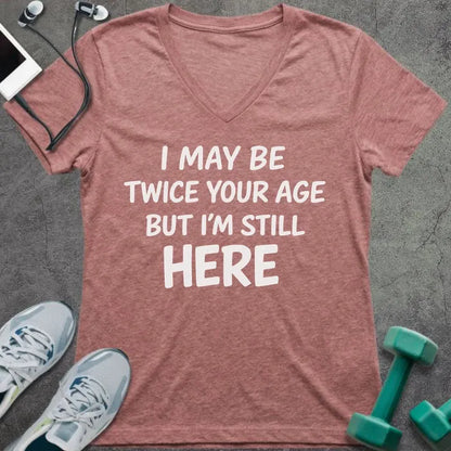 T-Shirt Heather Mauve / S Still Here V-Neck