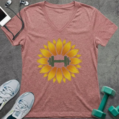 T-Shirt Heather Mauve / S Sunflower Dumbbell V-Neck