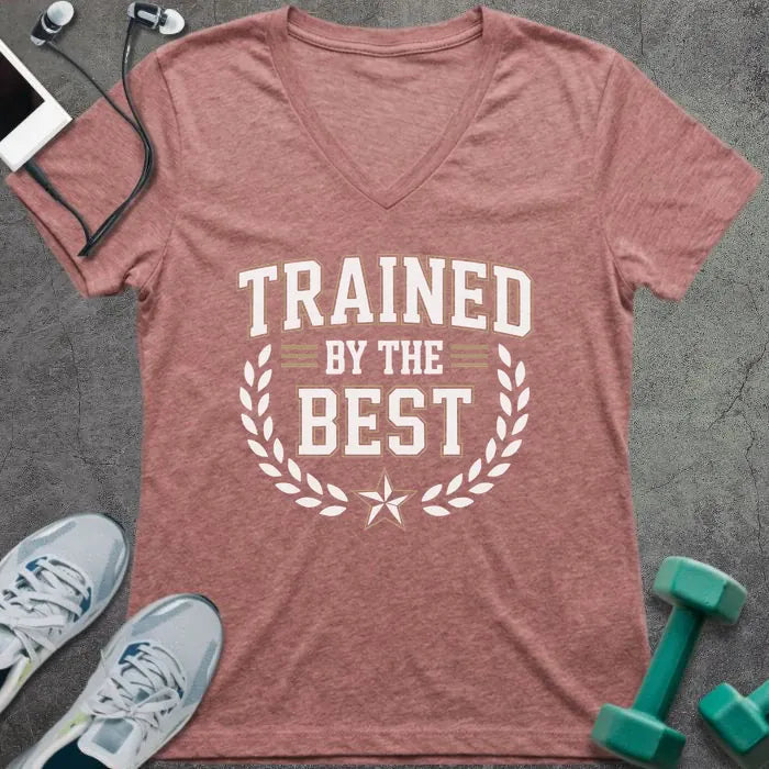 T-Shirt Heather Mauve / S Trained By The Best V-Neck