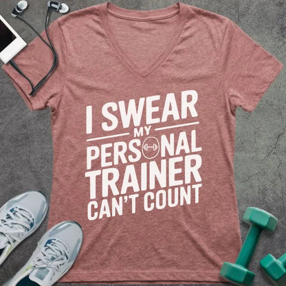 T-Shirt Heather Mauve / S Trainer Counting V-Neck