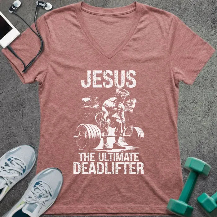 T-Shirt Heather Mauve / S Ultimate Deadlifter V-Neck