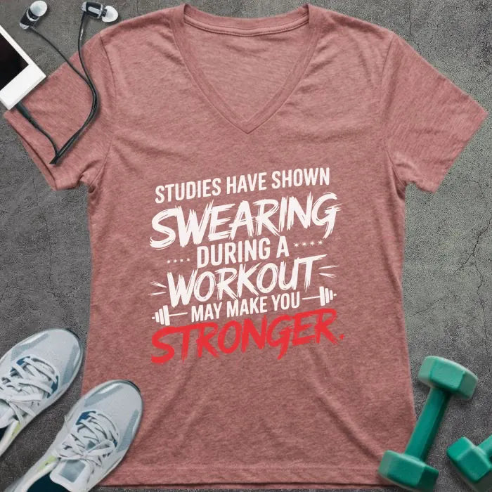 T-Shirt Heather Mauve / S Workout Study V-Neck