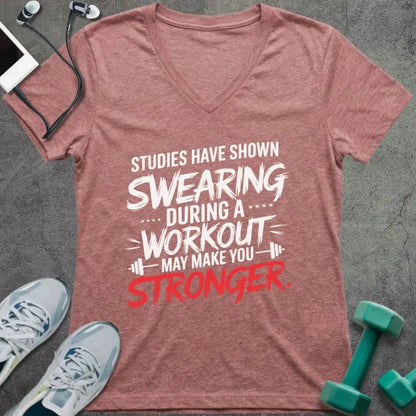 T-Shirt Heather Mauve / S Workout Study V-Neck