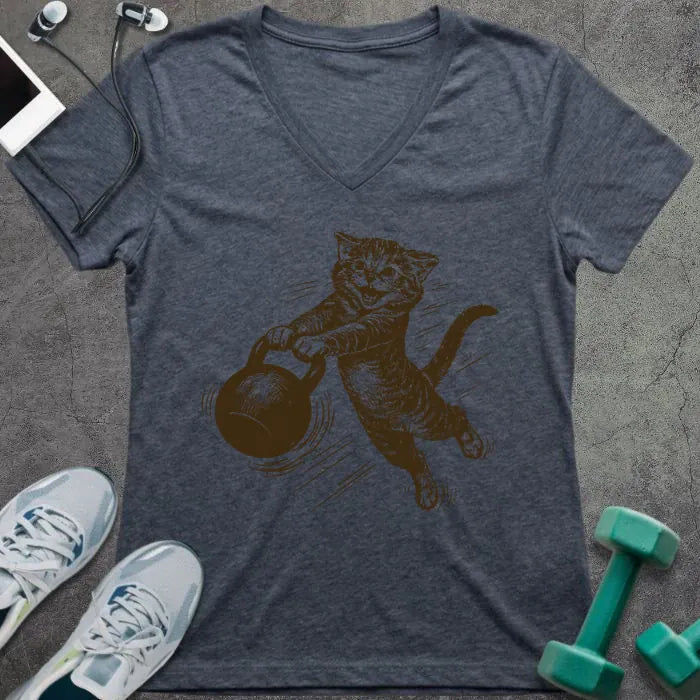 T-Shirt Heather Navy / S Cat Swing V-Neck
