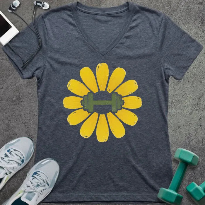 T-Shirt Heather Navy / S Dandelion Dumbbell V-Neck