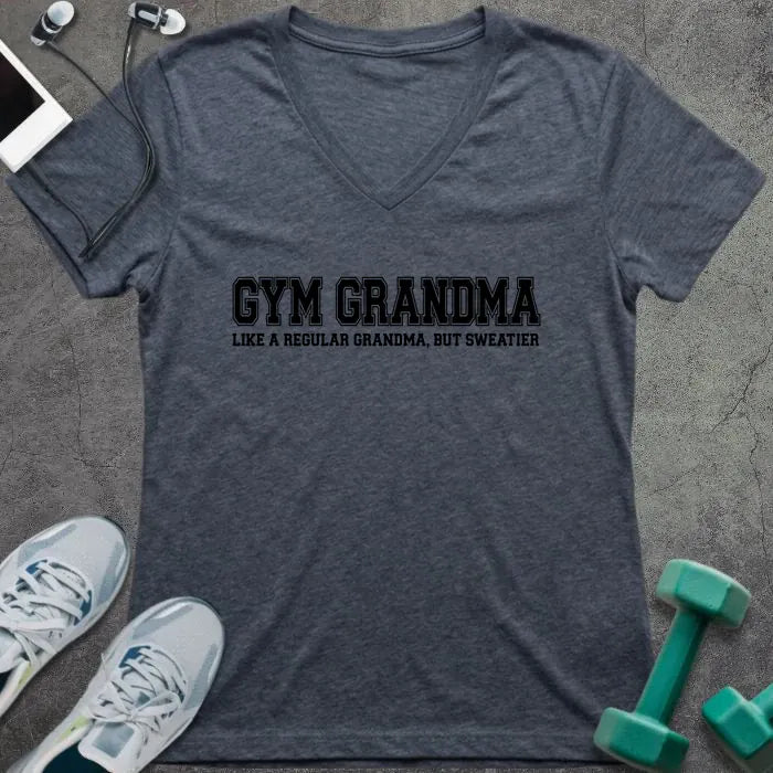 T-Shirt Heather Navy / S Gym Grandma V-Neck