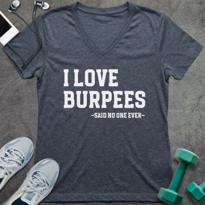 T-Shirt Heather Navy / S I Love Burpees V-Neck