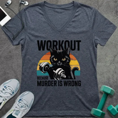 T-Shirt Heather Navy / S Murder is Wrong V-Neck