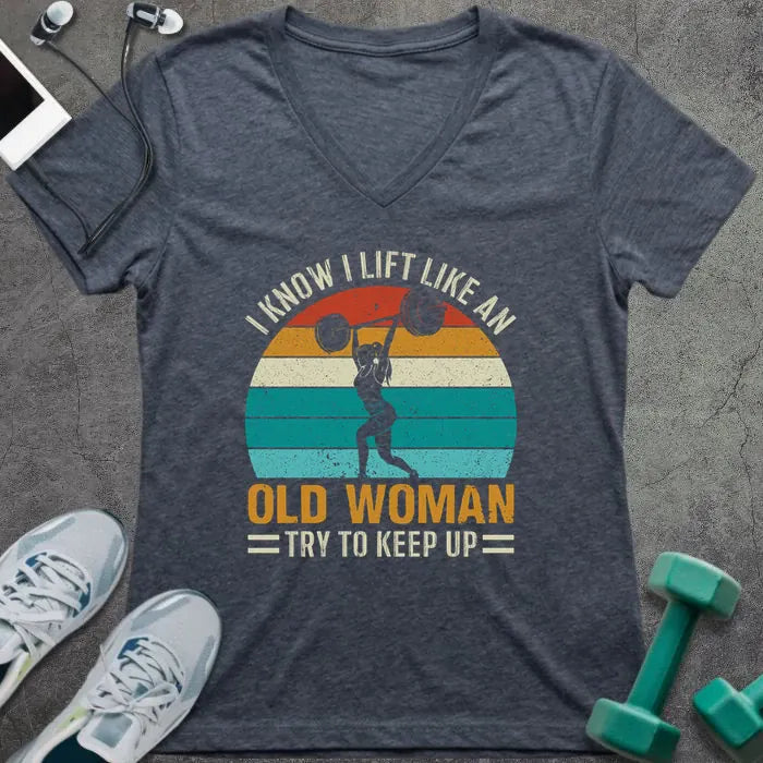 T-Shirt Heather Navy / S Old Woman Lift V-Neck