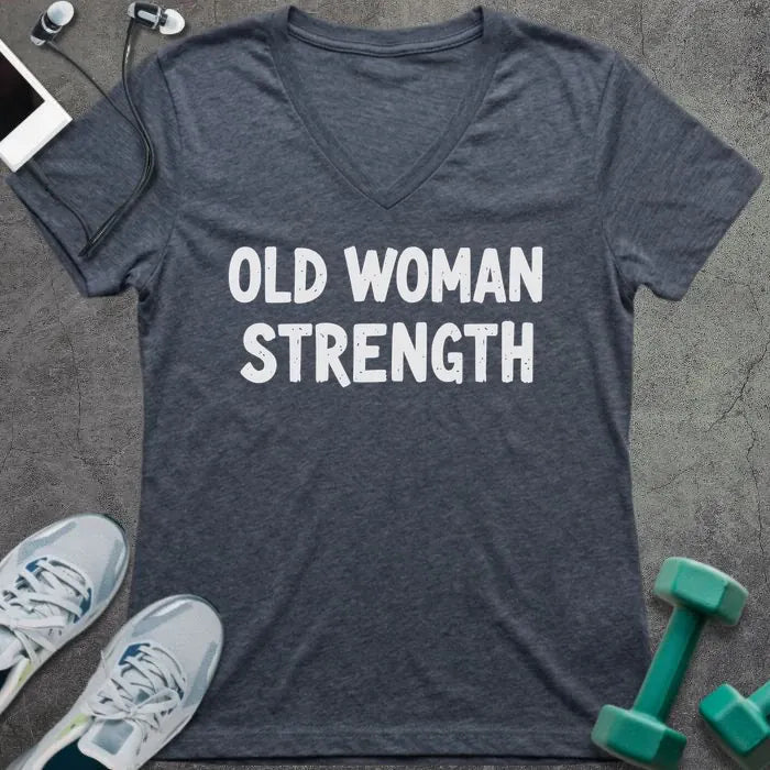 T-Shirt Heather Navy / S Old Woman Strength V-Neck
