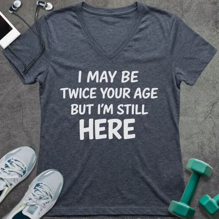 T-Shirt Heather Navy / S Still Here V-Neck