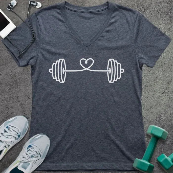 T-Shirt Heather Navy / S String Heart V-Neck