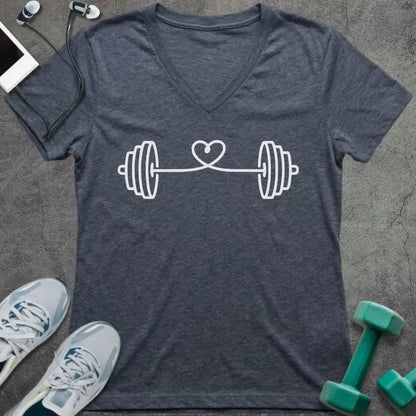 T-Shirt Heather Navy / S String Heart V-Neck