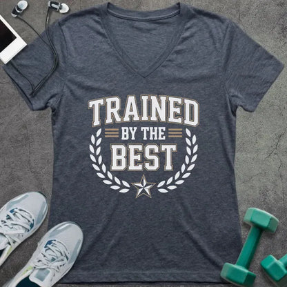 T-Shirt Heather Navy / S Trained By The Best V-Neck