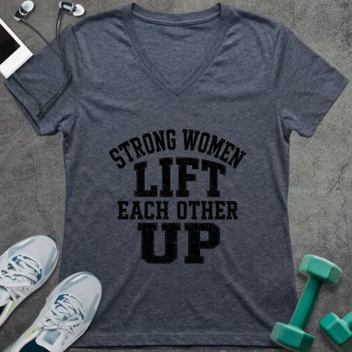 T-Shirt Heather Navy / S Women Lift V-Neck
