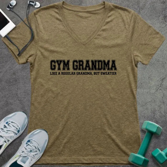 T-Shirt Heather Olive / M Gym Grandma V-Neck